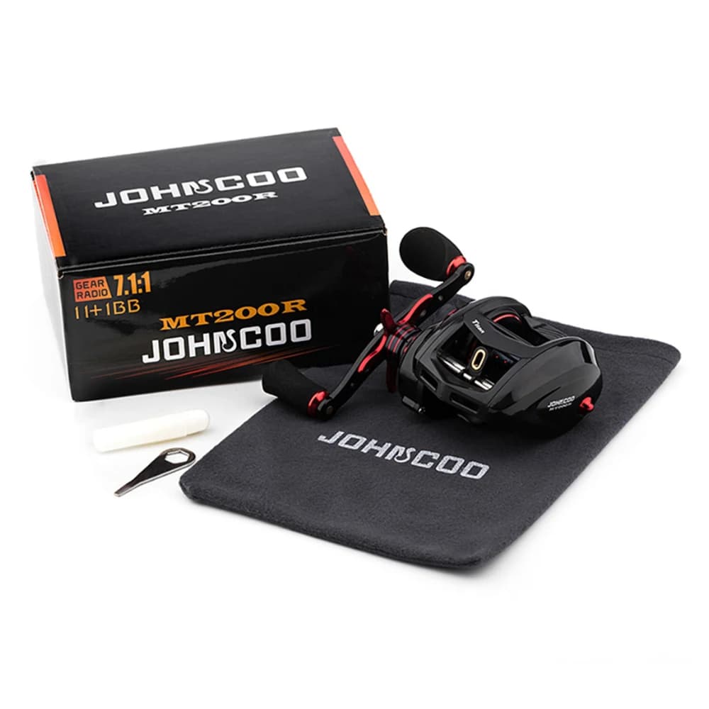 Moulinet de pêche casting JOHNCOO MT200 pour gros poissons, 13kg de frein, ratio 7.1:1 et 11+1 roulements