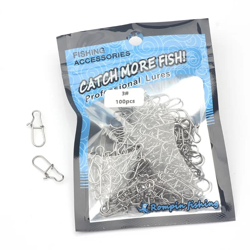 Rompin 100pcs 000-5# fishing nice hooked snap Pin 304 Stainless Steel Fishing Ba