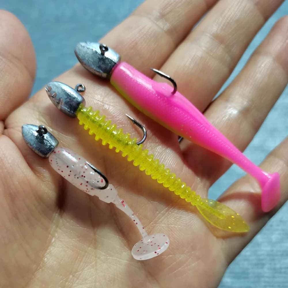Hameçons plombés exposés JOHNCOO 2g 3g 5g - Pour leurres souples et pêche légère - Crochets appâts naturels
