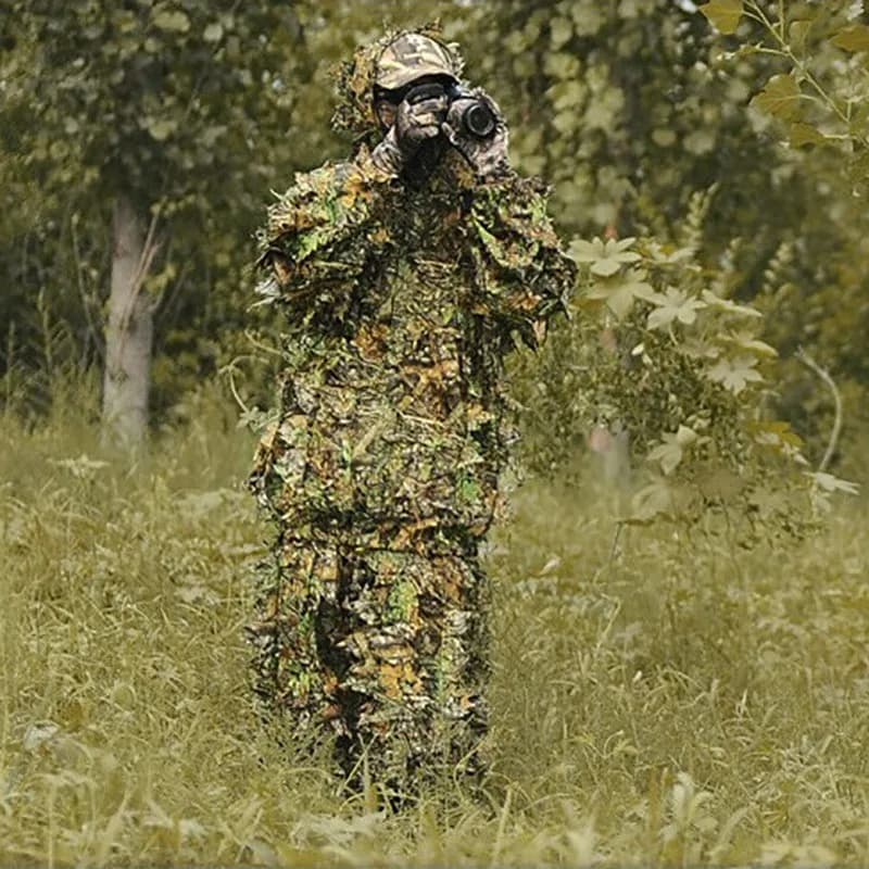 Tenue pêche légère lin feuilles d'érable 3D - Combinaison respirante photographie pêche observation ornithologique