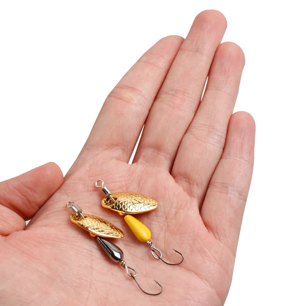 2Pcs Spinner Spoon 5.5cm/2.8g - cuillers métalliques à paillettes pour truite, perche, brochet et black bass