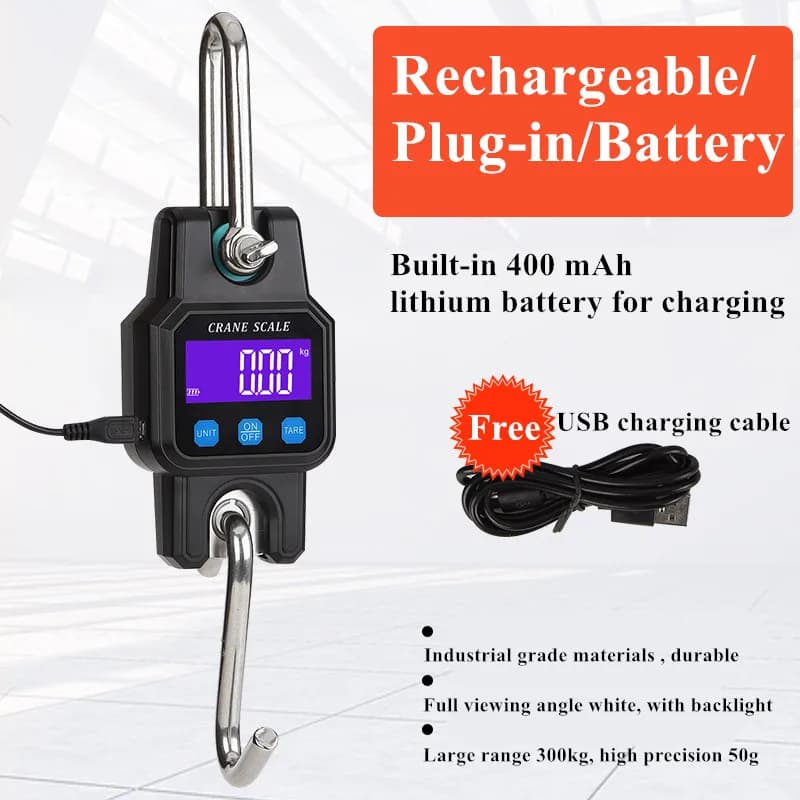 Pèse-bagage électronique Bluetooth crochet 300kg/50g pour pêche, industrie, voyage - Balance digitale robuste