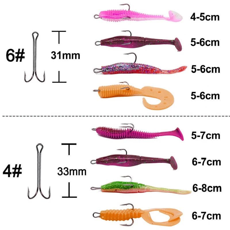 20 hameçons doubles longue tige anti-herbe pour pêche aux leurres souples - Hameçons bass et jig