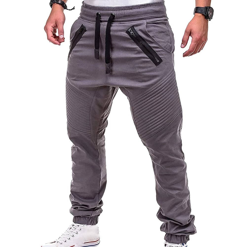 Pantalon de sport homme à lacets cheville et poches zippées - Nouvelle collection pêche confortable