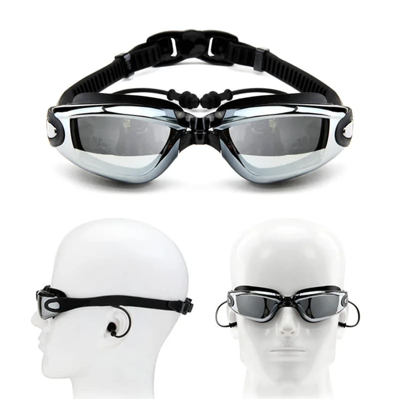 Kit natation professionnel lunettes silicone anti-buée avec bouchons d'oreilles et bonnet - Équipement complet