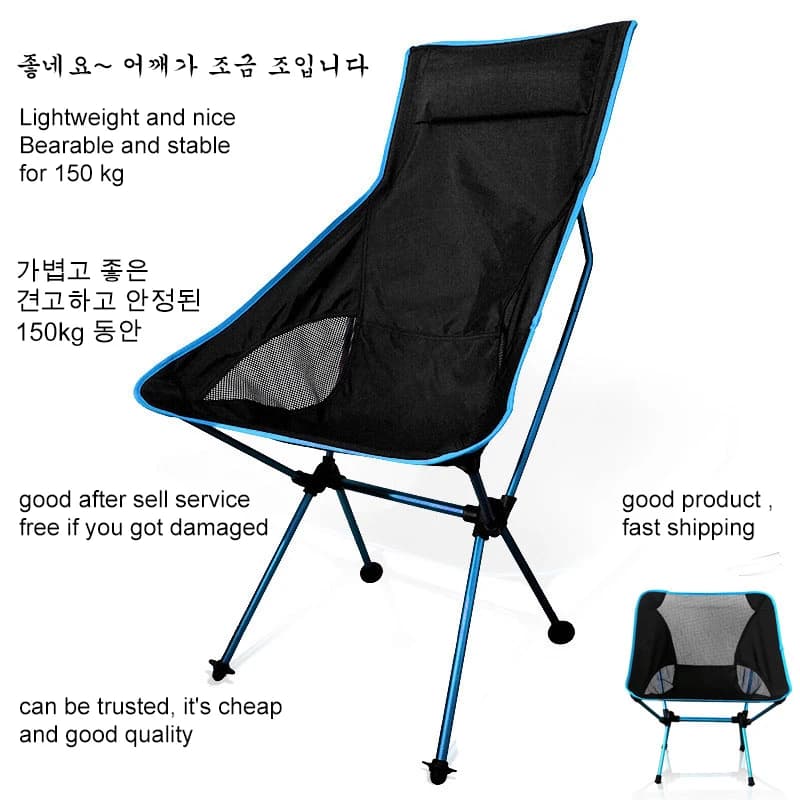 Chaise pliante extensible pêche camping BBQ ultra-légère avec housse pieds