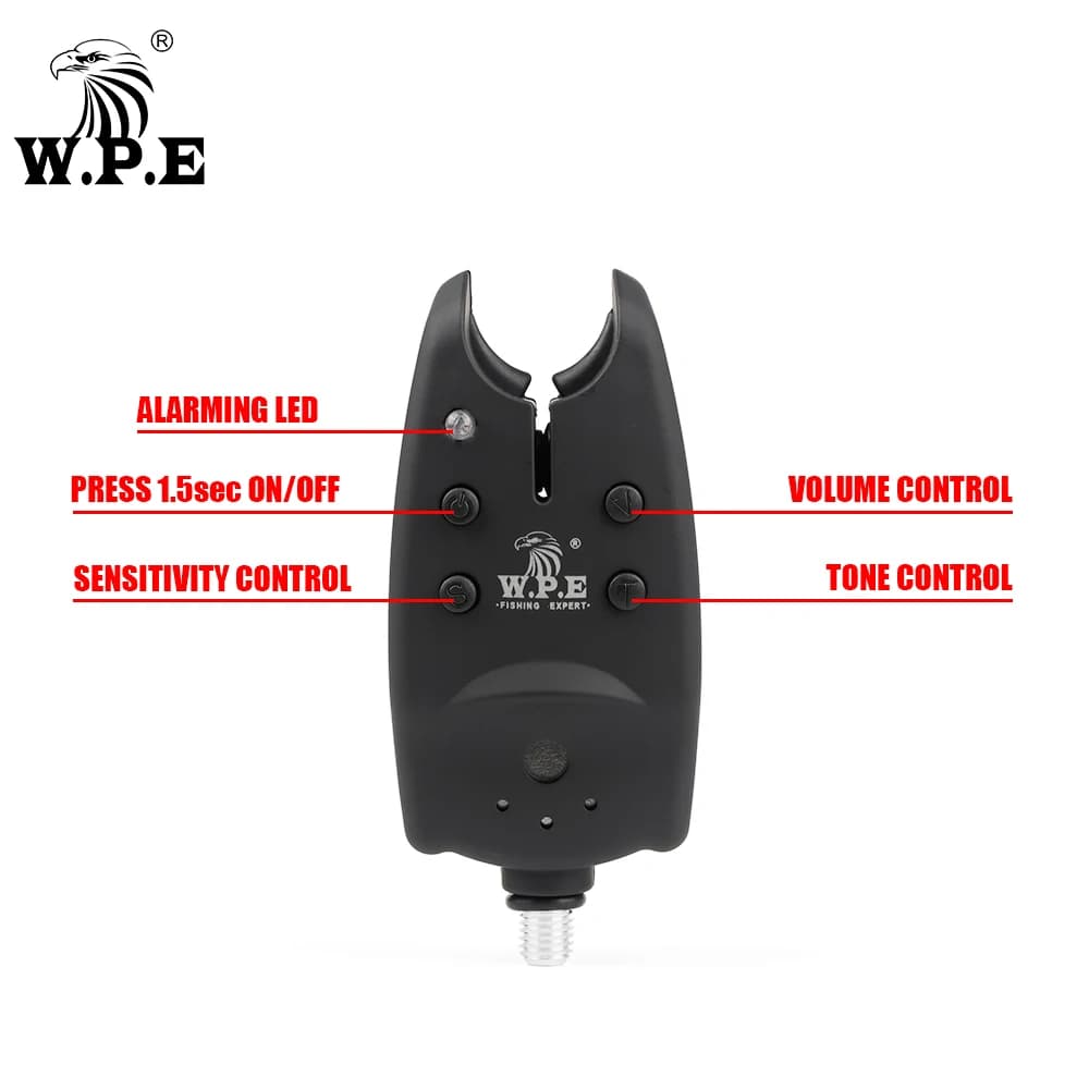 Alarme électronique sans fil W.P.E pour carpe - Kit pêche avec LED, son et accessoires carpage complets