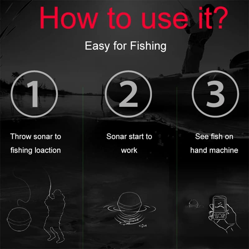 Détecteur poissons sans fil 200m sonar matriciel batterie rechargeable anglais russe