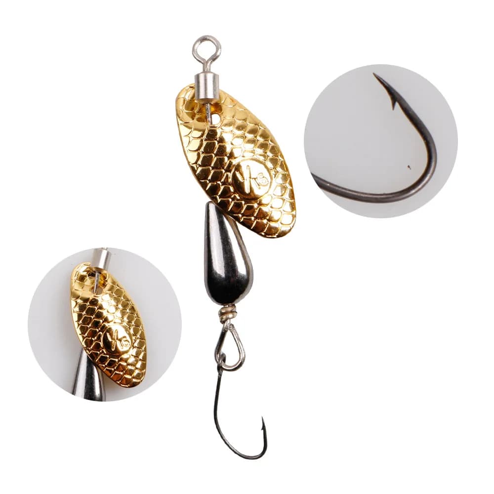 2Pcs Spinner Spoon 5.5cm/2.8g - cuillers métalliques à paillettes pour truite, perche, brochet et black bass