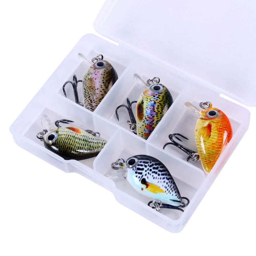 Kit de 5 leurres crankbait mini 3cm 1.5g-2g pour truite et bass, leurres durs wobblers pour pêche