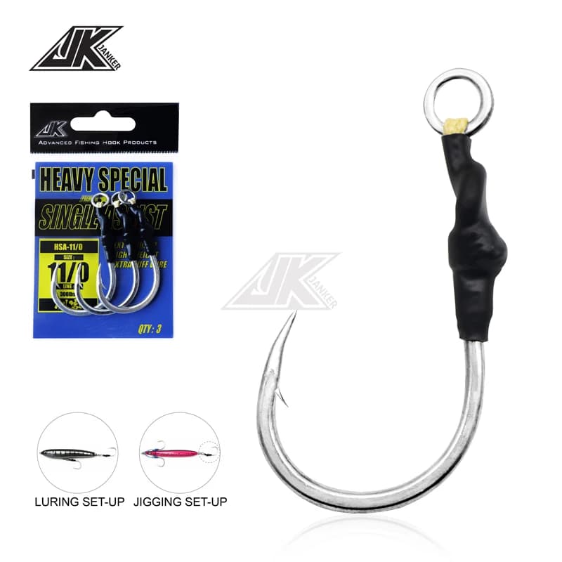 Leurres Poppers JK HSA Bois 4X Heavy Jigging Hooks Sea Power Assist Fishhook Stick Baits pour Pêche en Mer