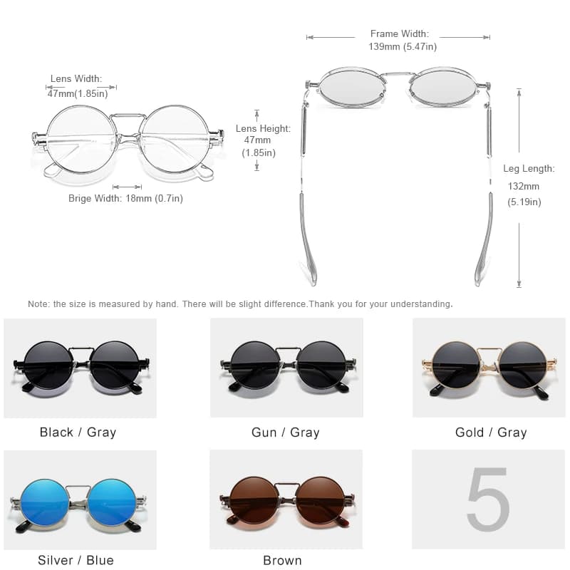 Lunettes de soleil gothique steampunk polarisées vintage pour pêcheur - cadre métal rond unisexe