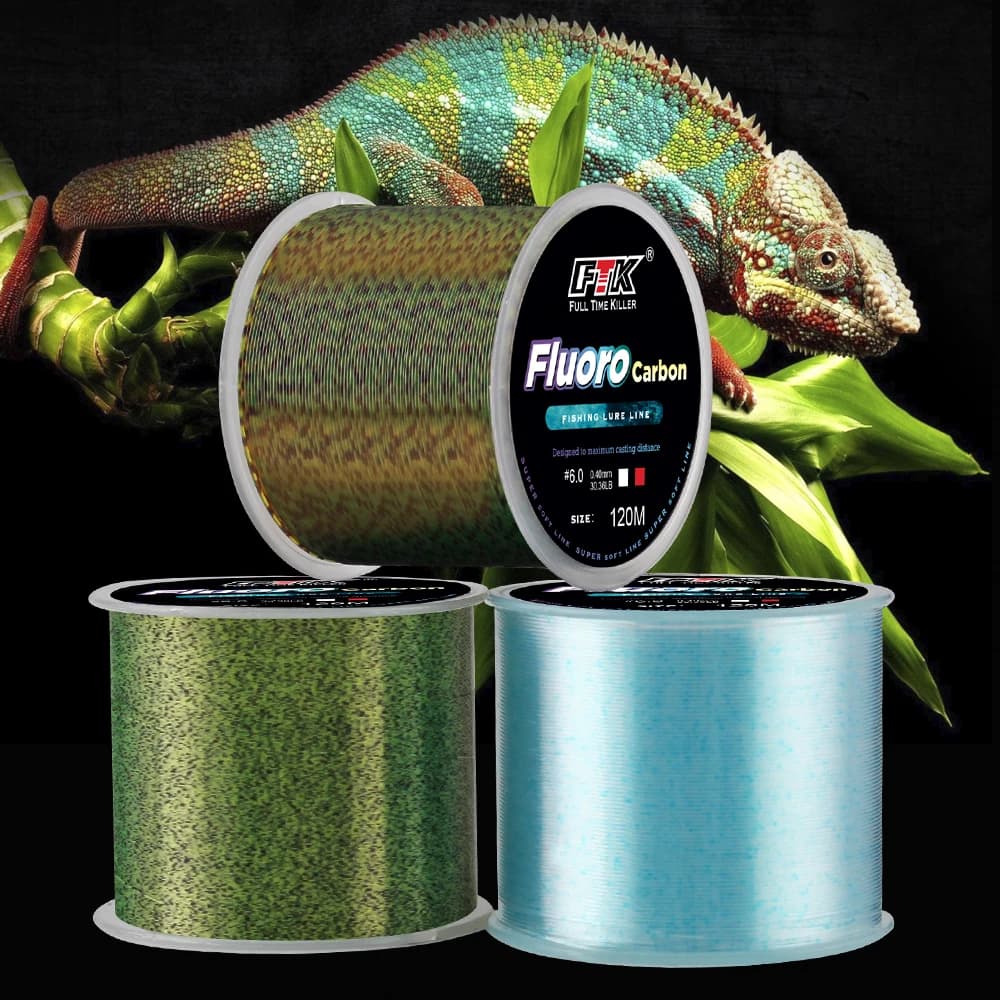 Ligne de pêche FTK 120m fluorocarbone tachetée invisible - 0.20mm-0.50mm 4.13LB-34.32LB ligne spotted