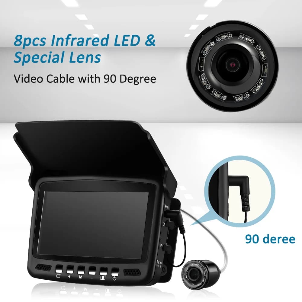 Caméra pêche sous glace Eyoyo EF43A 4.3" écran LCD 8 LEDs vision nocturne pour pêche hivernale 20m profondeur