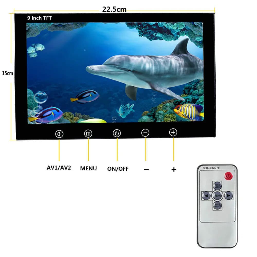 Caméra vidéo sous-marine 9 pouces rotative 360° IP68 avec 20 LEDs pour pêche profonde 100M