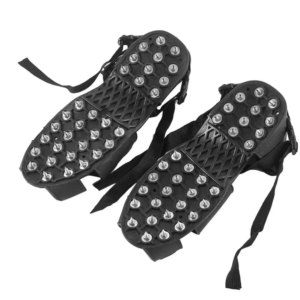 Paire 32 crampons anti-glace ajustables spikes hiver pêche neige couvre-chaussures non-dérapants crampons