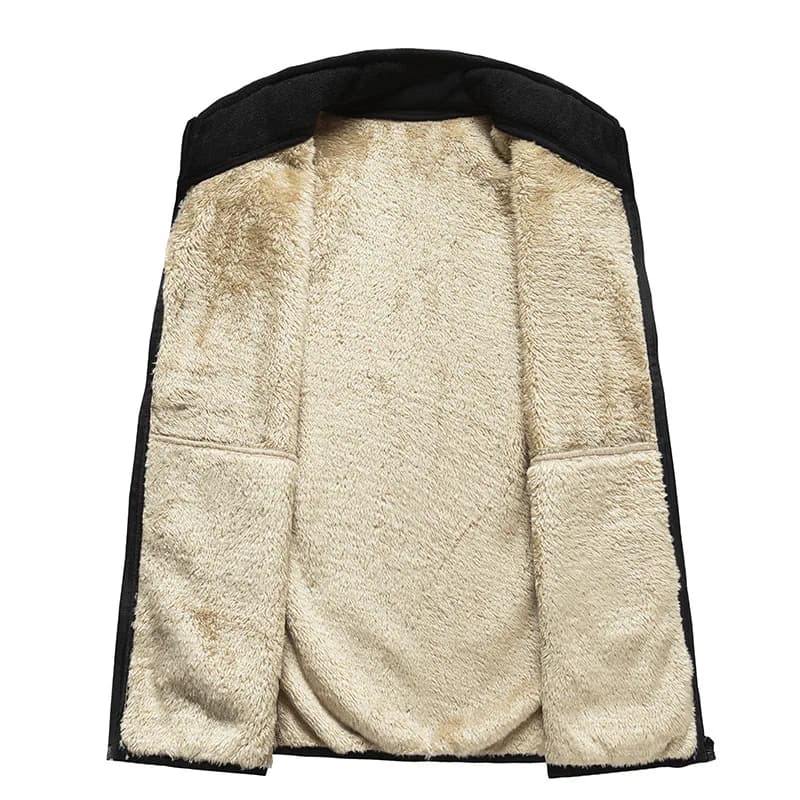 Gilet d'hiver en laine cachemire pour pêche élégante, fermeture éclair et coupe casual tailles S à 8XL