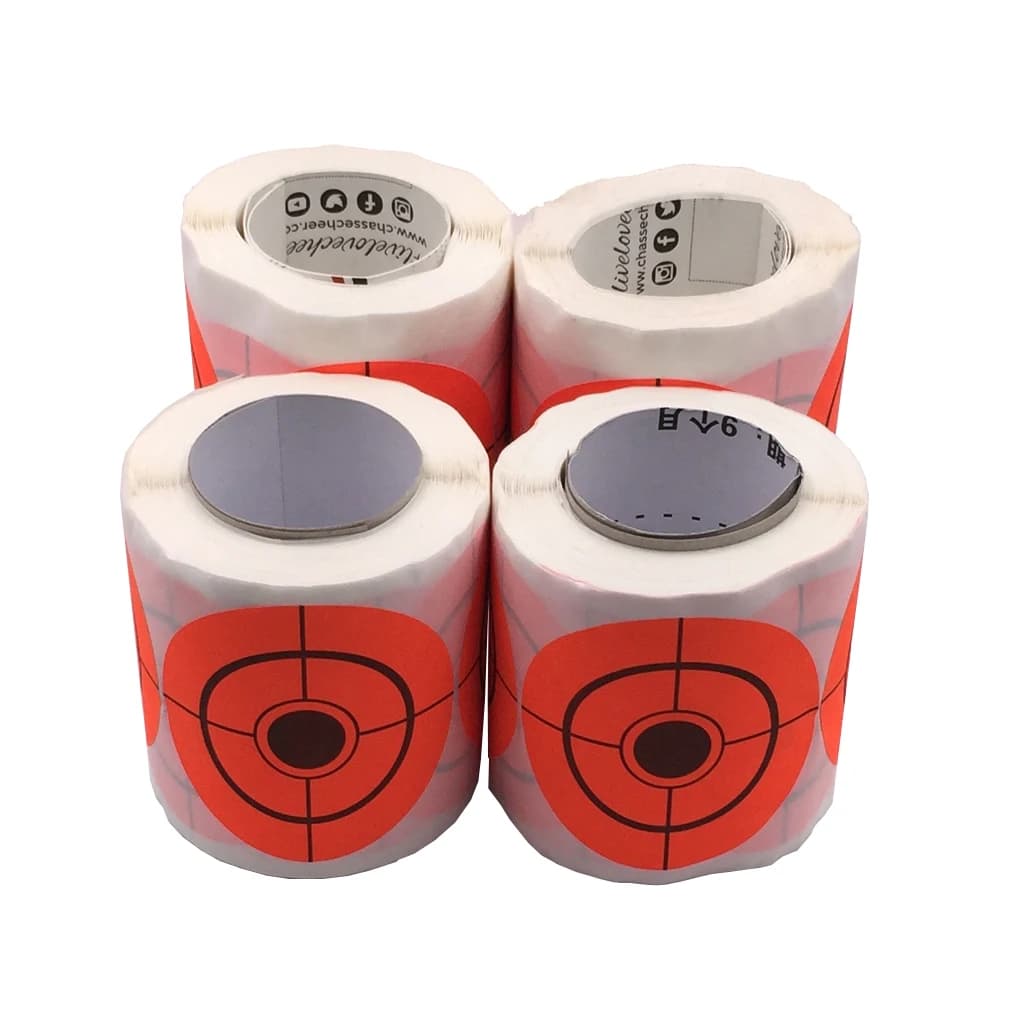 250 autocollants cibles de tir 2 pouces par rouleau pour pistolet à plombs et BB en acier ou plastique