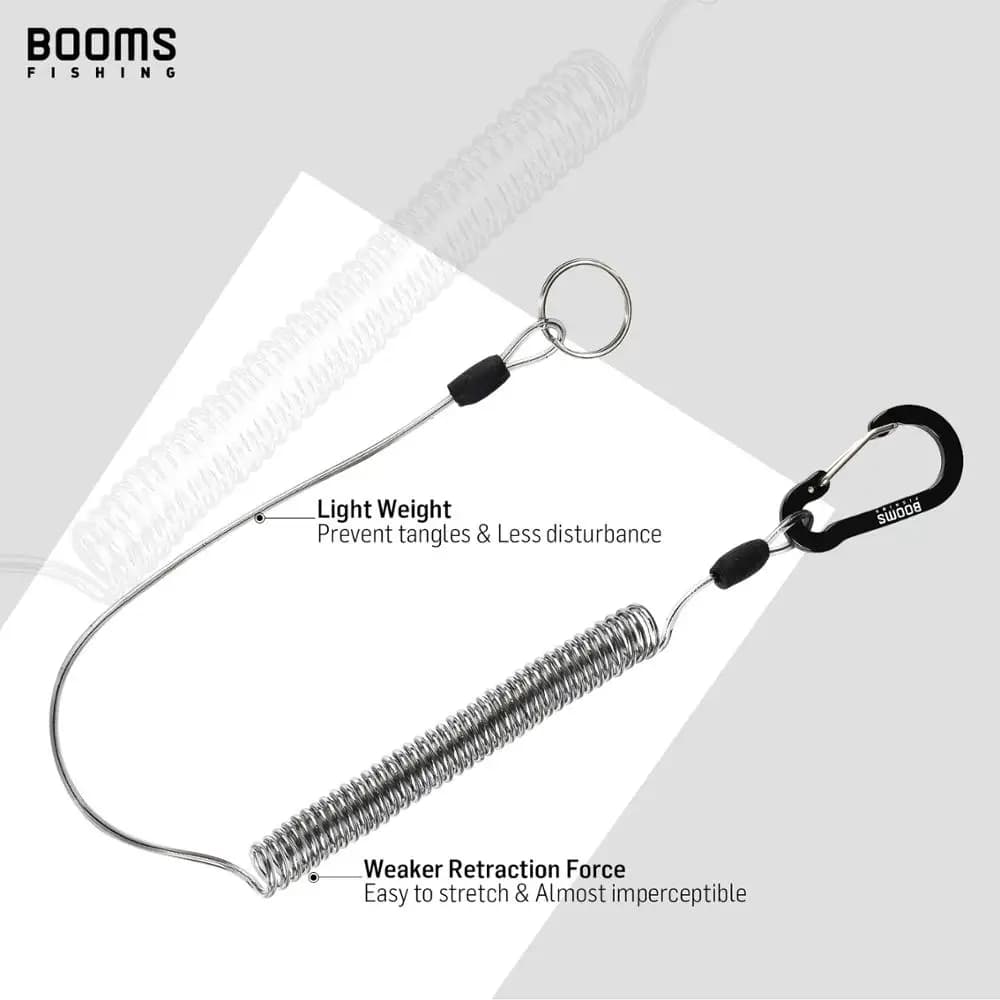 Booms Fishing T01 2M Fishing Coiled Lanyards with Rod Tie Beltb Fishing Lanyard 