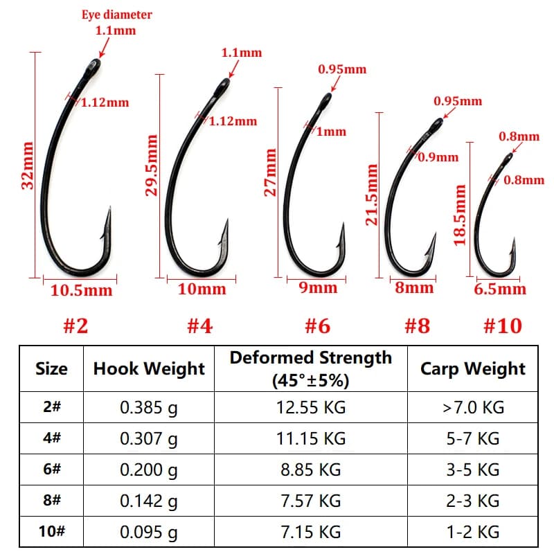 Hameçons longue tige 20PCS pour carpe avec revêtement téflon - Accroche robuste pour montage chod rig