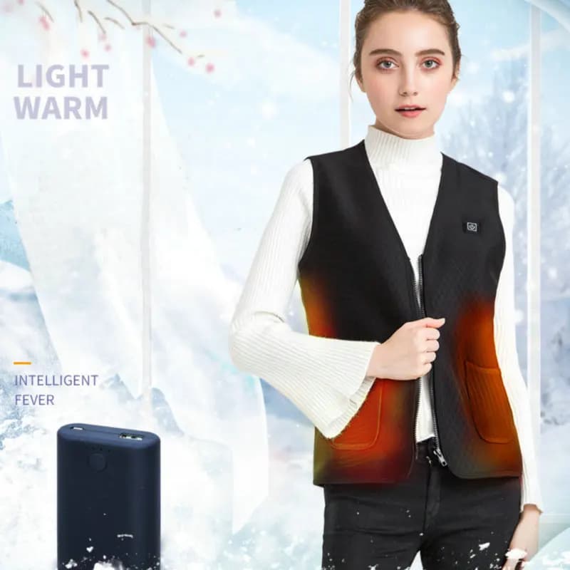 Gilet chauffant USB infrarouge 5 zones - Veste thermique homme femme pour pêche ski randonnée hiver