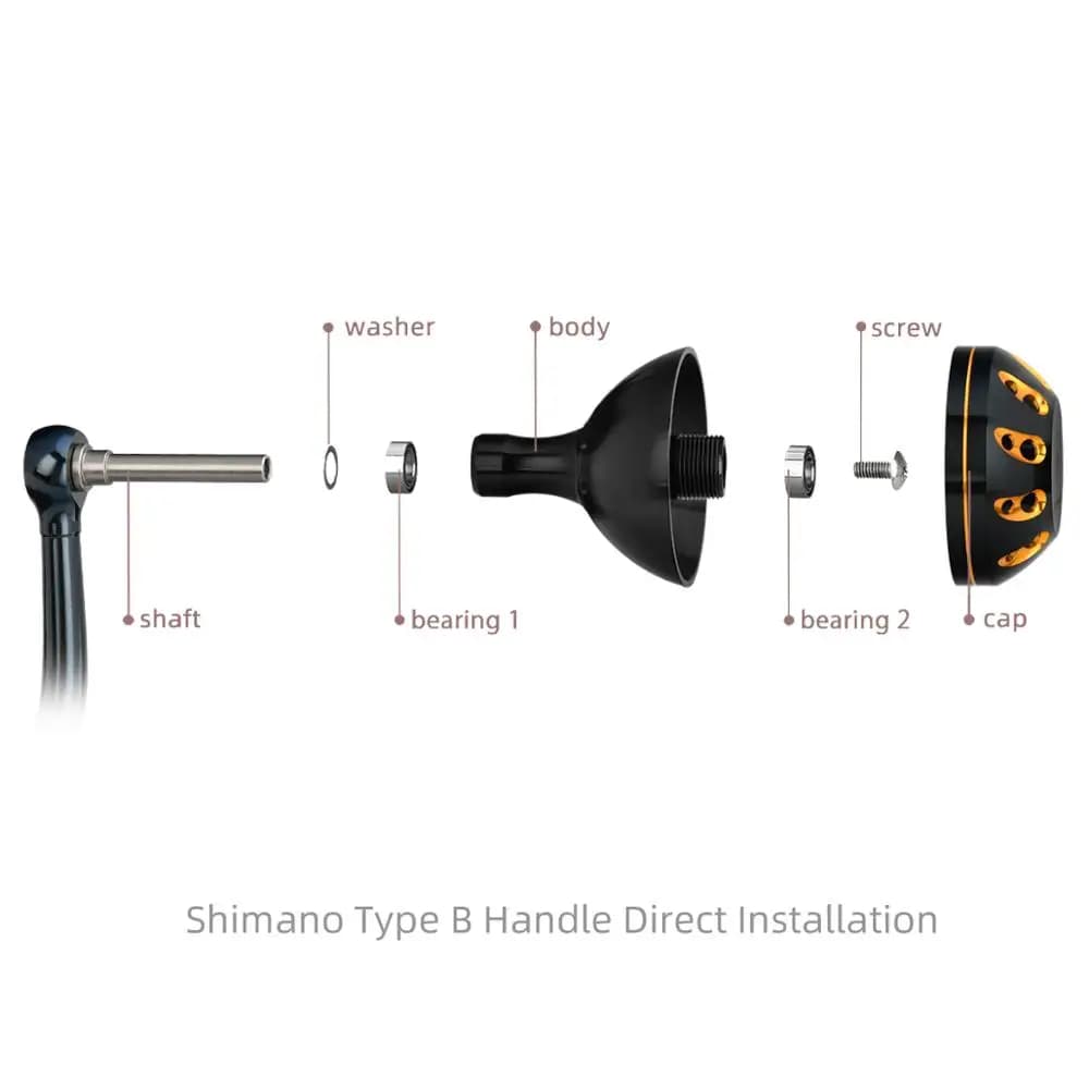 Manivelle Gomexus Power Knob 45mm pour moulinet Shimano Saragosa Stella SW Stradic FJ 4000 à 8000 - Poignée type B