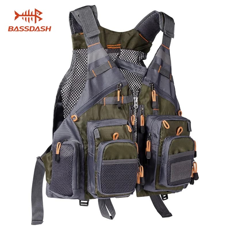 Veste de pêche respirante ajustable Bassdash - Veston technique pêche à la mouche natation sports outdoor