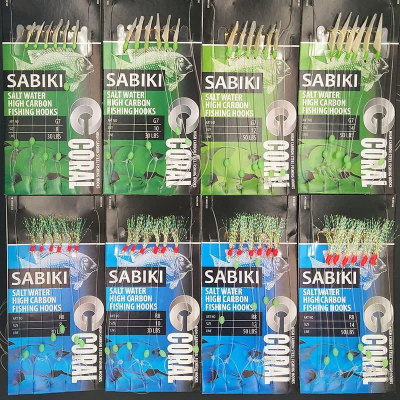 Montage Sabiki Lunker avec leurre lumineux pour maquereau - Pêche en mer appât souple glow dark