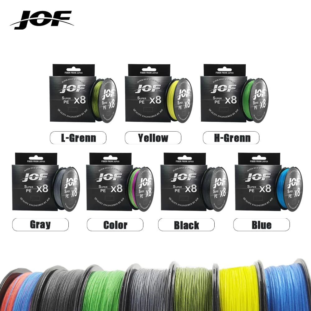 Ligne de pêche multifilament JOF 8 brins 150m 300m 500m, tresse pour carpe et pêche sportive