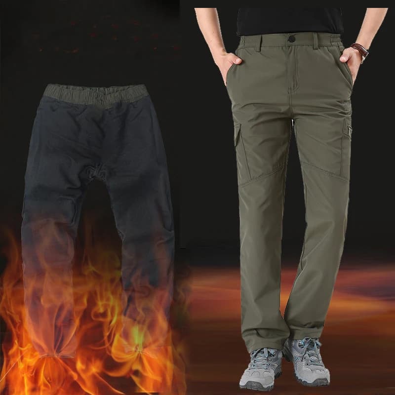 Pantalon cargo tactique hiver homme 2024 - Velours polaire - Chaud respirant pêche multi-poches