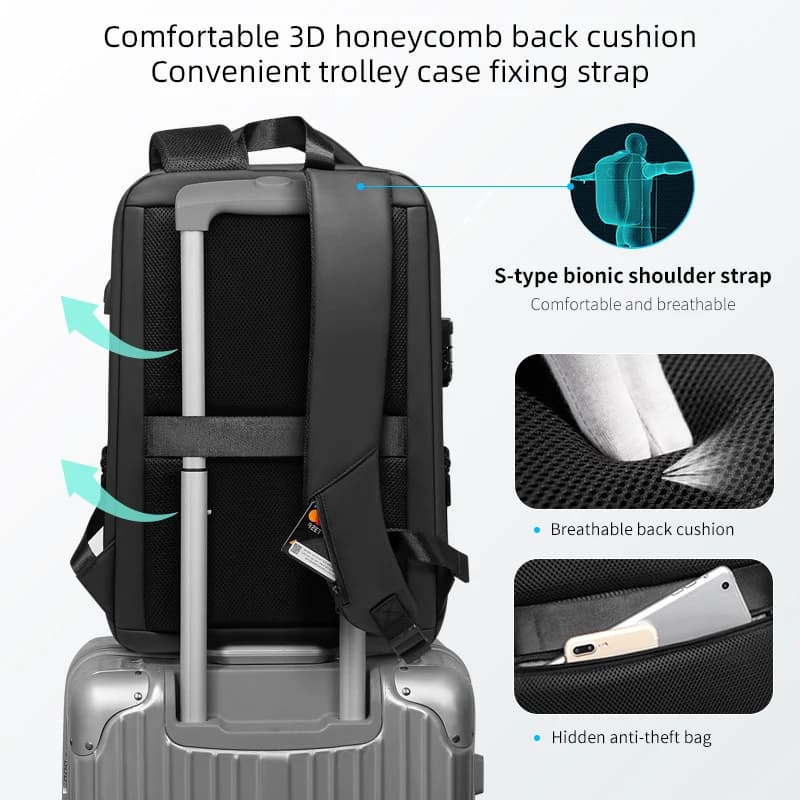 Sac à dos Fenruien anti-vol étanche avec chargeur USB - Pêche et voyage d'affaires - Nouveau design