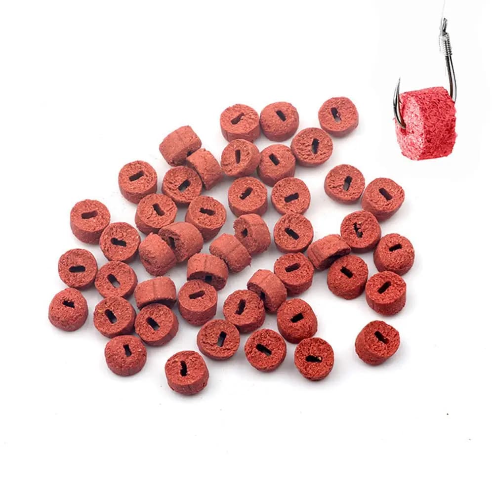 100 bouillettes creuses rouges pour carpe herbivore - appâts particules insectes 25g pêche amorçage