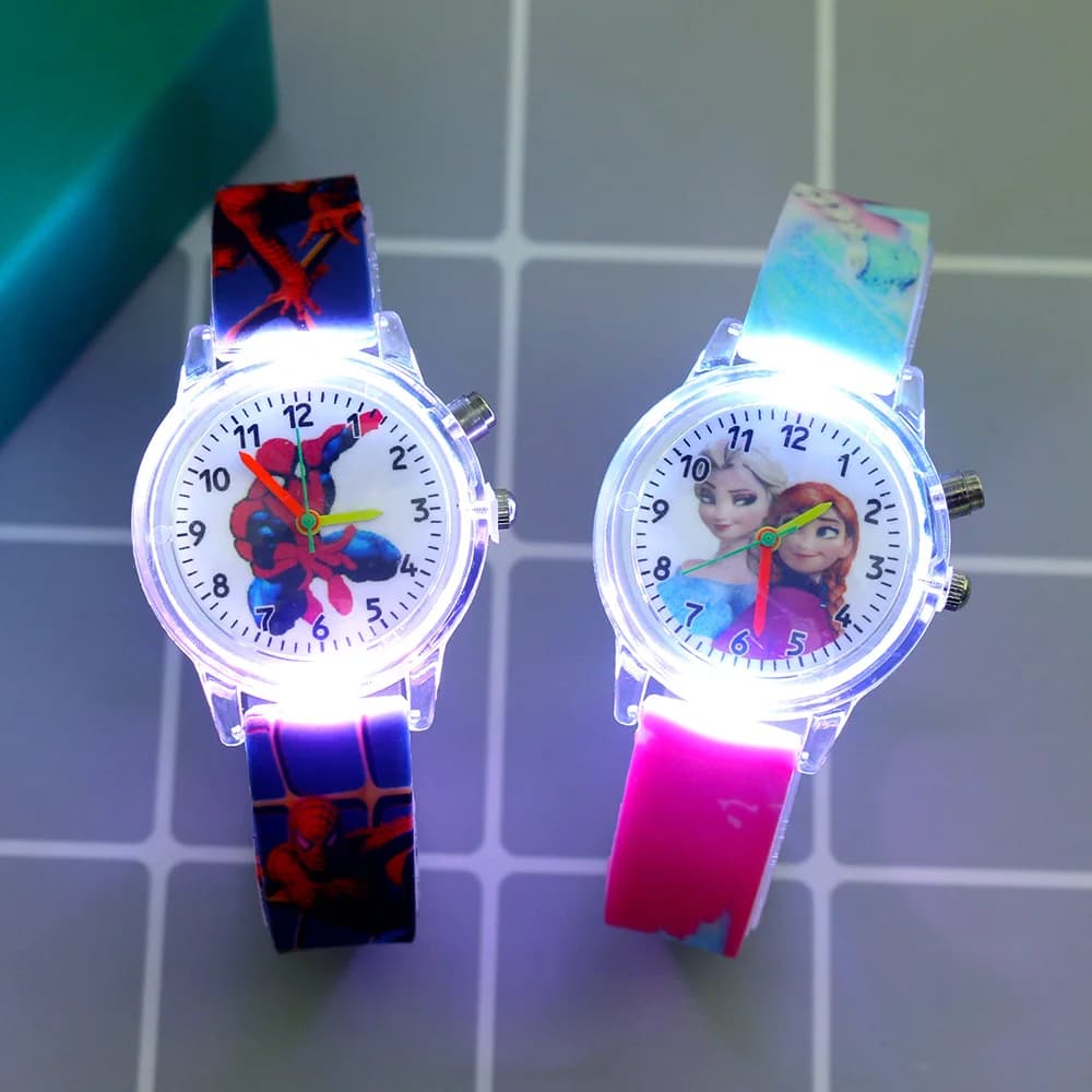 Montre enfant Disney Princesse Elsa à bracelet silicone lumineux - Montre digitale étanche pour fille