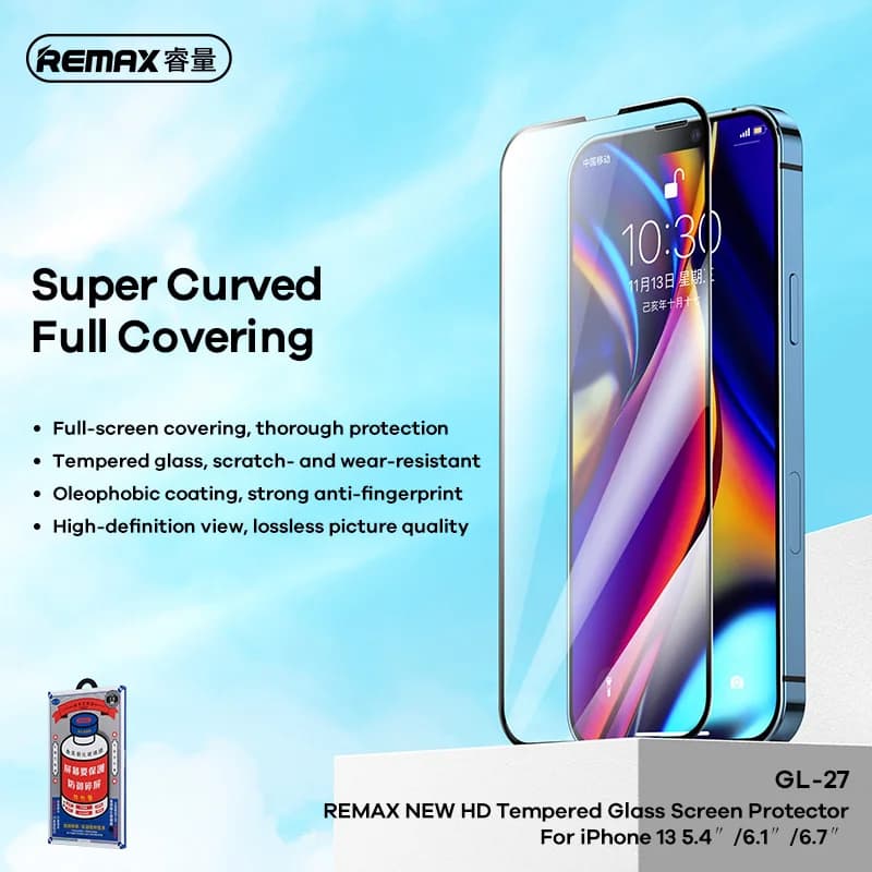 Protecteur écran verre trempé Remax HD pour iPhone pêcheur anti-rayures chocs compatibilité modèles récents