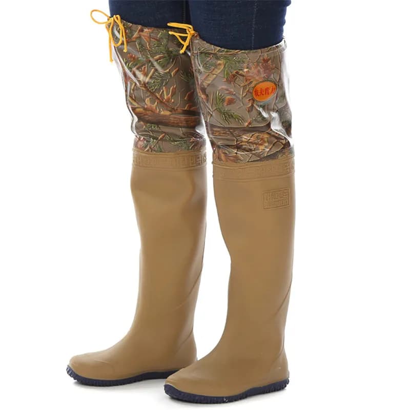 Waders camouflage PVC 60cm - Bottes pêche semelle souple - Utilisation polyvalente riziculture