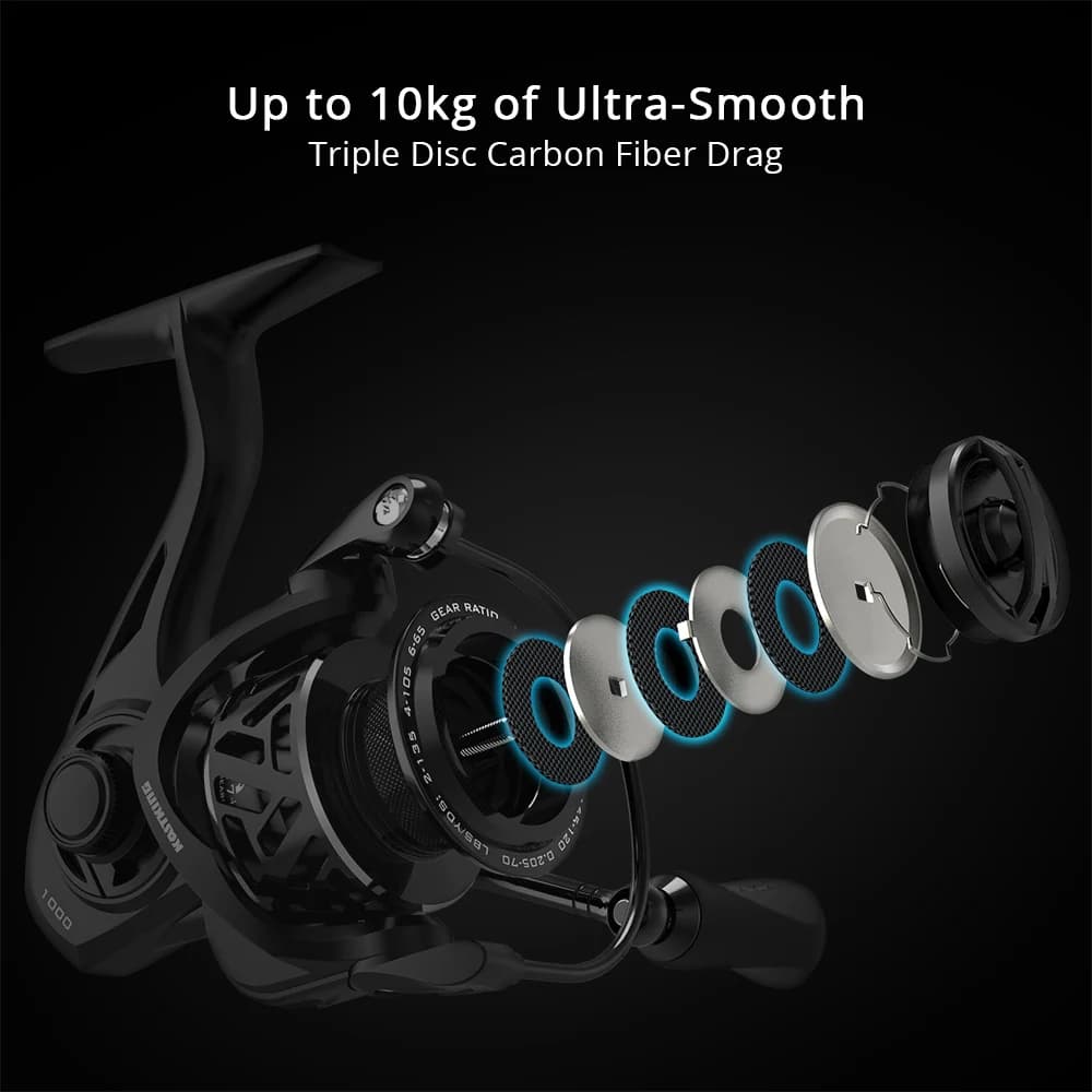 KastKing Zephyr Light Weight Spinning Fishing Reel 7+1Ball Bearings 10 kg Drag C