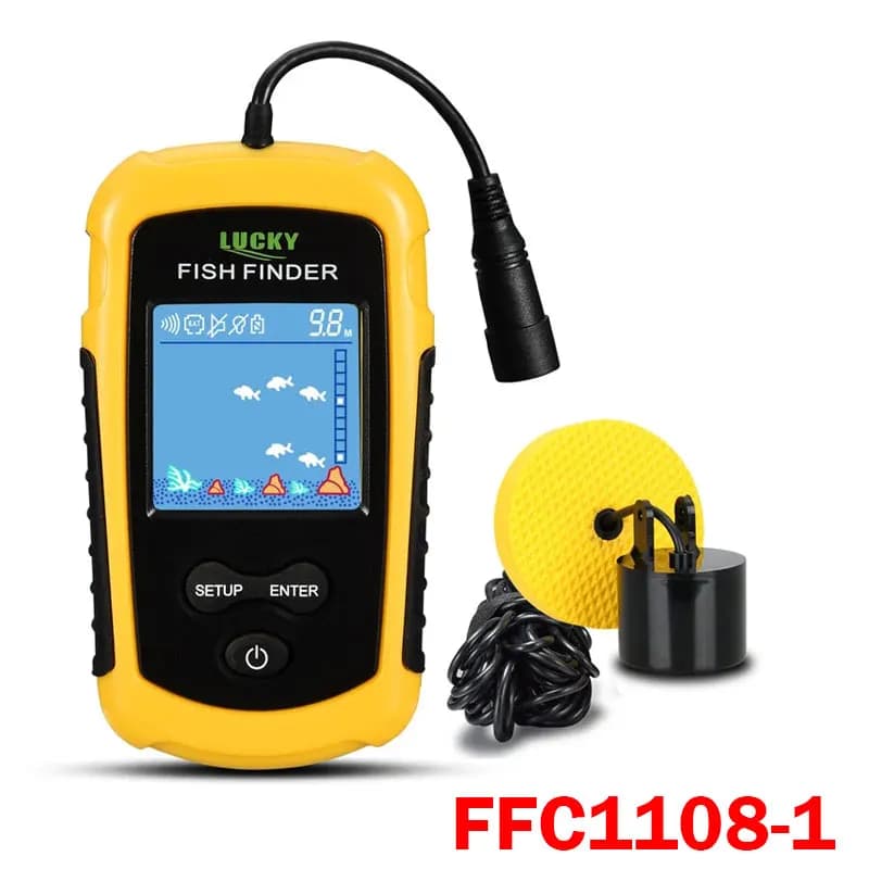 Détecteur poissons rechargeable Lucky FF1108 filaire/sans fil 45m profondeur écran couleur