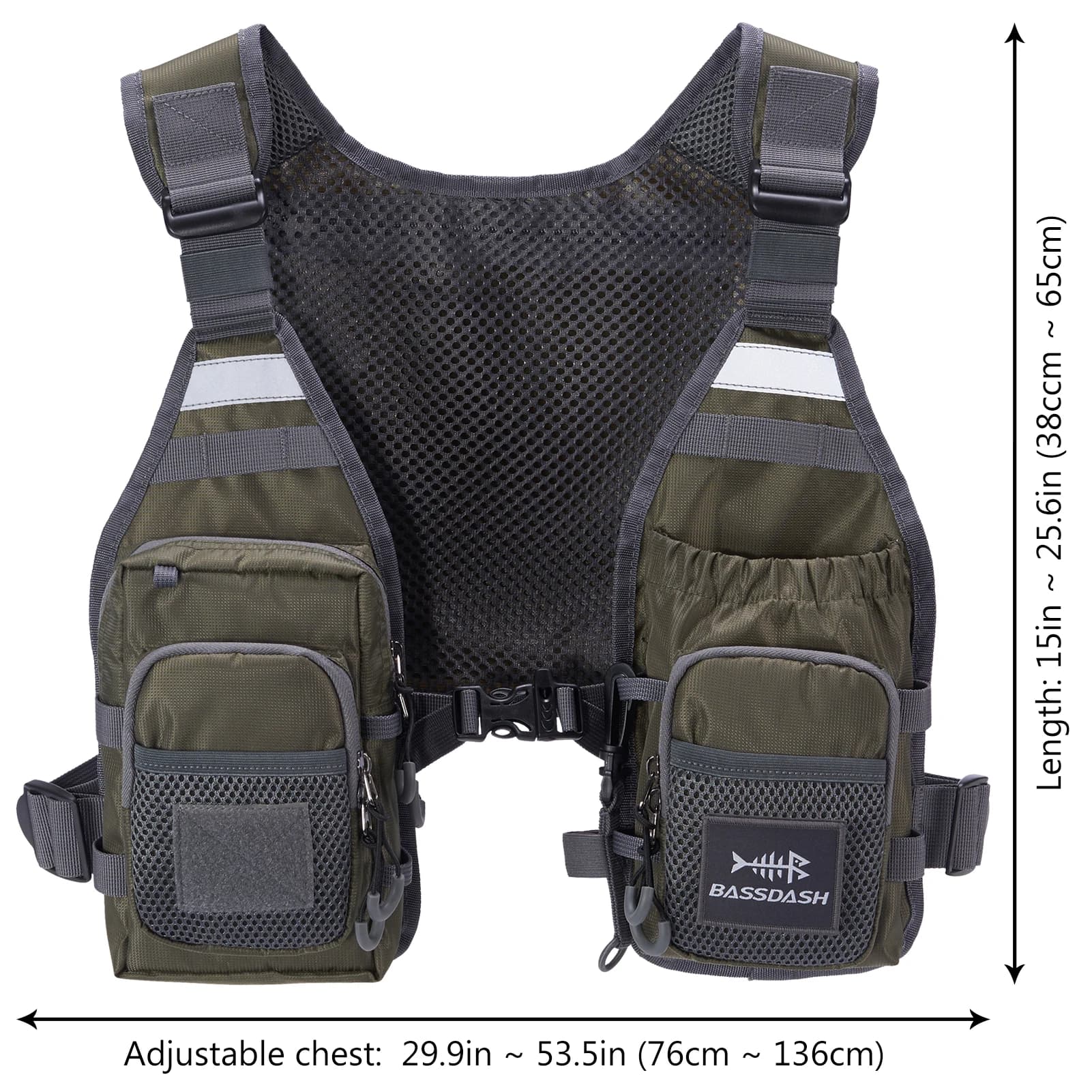 Gilet pêche à la mouche ultra-léger Bassdash FV08 - Sac poitrine portable unisexe pour pêcheur mouche