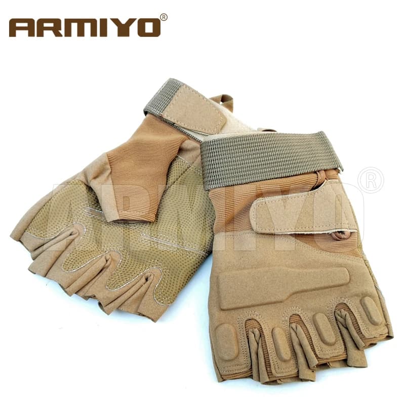 Gants tactiques demi-doigts Armiyo pour pêche sportive, chasse et airsoft - Protection outdoor