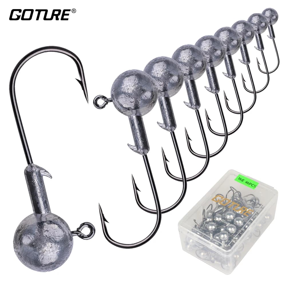Hameçon plombé Jig Head 1g à 20g pour leurres souples - 20 à 50 pièces pour