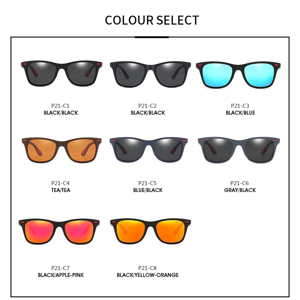 Lunettes de soleil polarisées pêche conduite - Monture carrée UV400 pour hommes et femmes