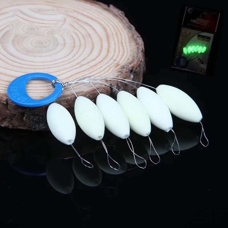 Lot de 5 flotteurs luminescents 7 étoiles pour pêche de nuit, lumière verte, tailles 000 à