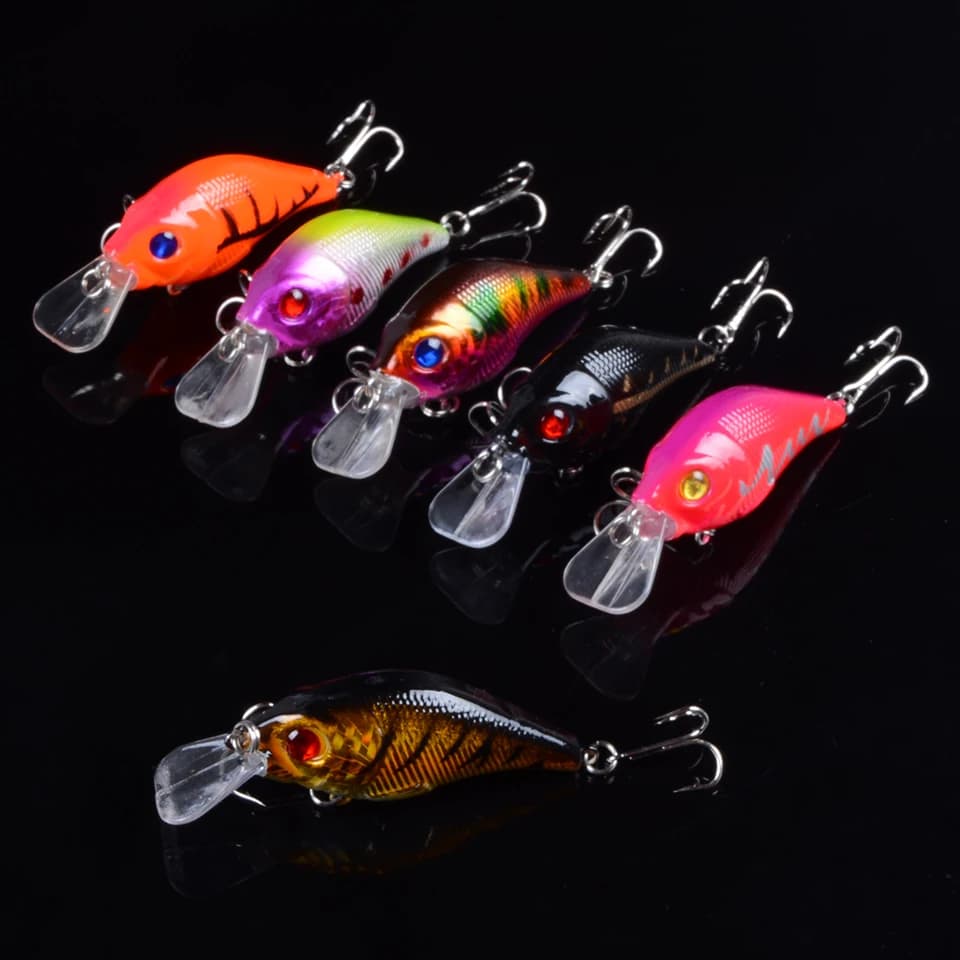 Leurre dur VIB 7.5cm 10.2g - Crankbait coulant avec hameçons triple et yeux 3D pour pêche aux leurres