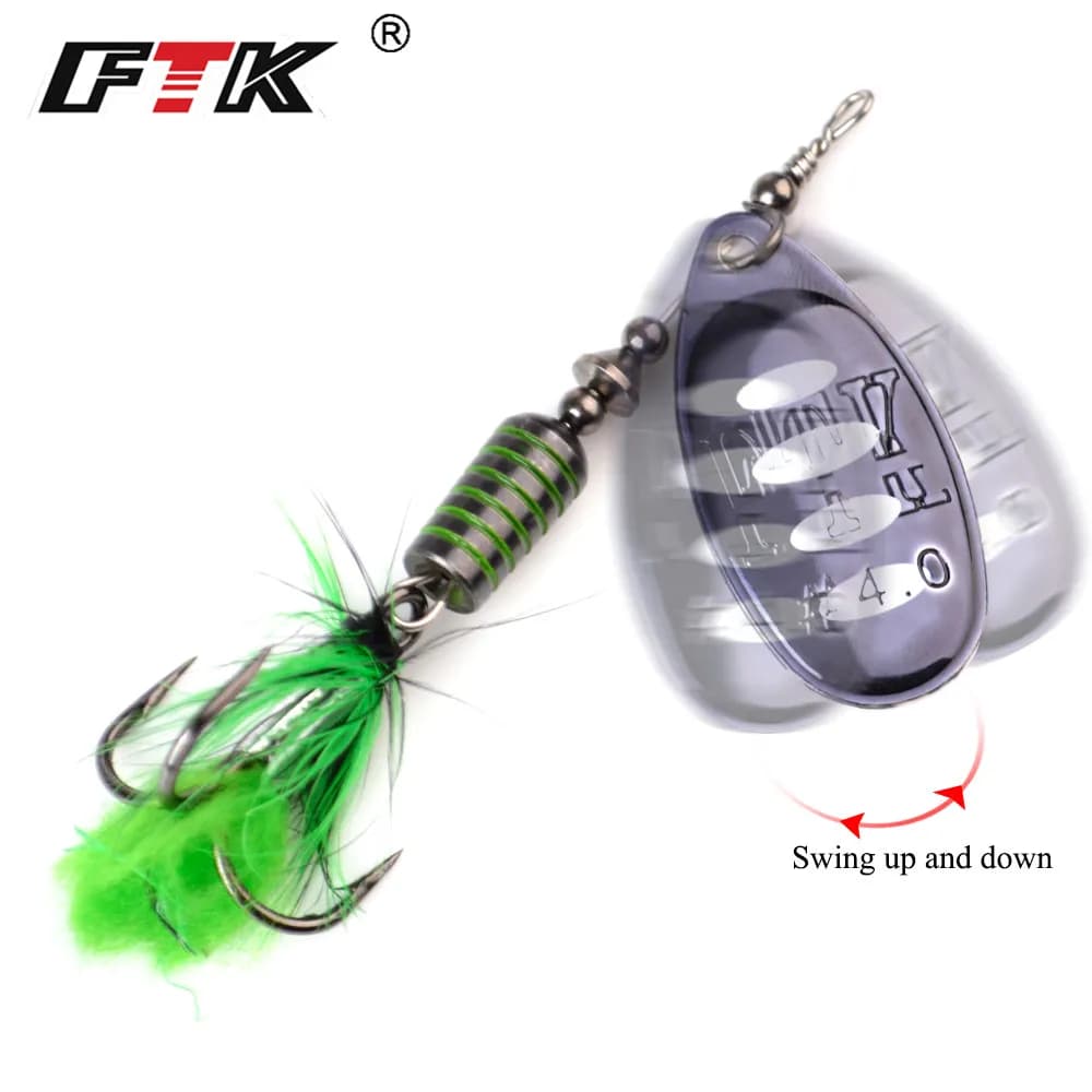 Leurre spinner bait FTK 7.5g 12g 17.5g avec plumes pour brochet - Cuiller dure pêche carnassier métal