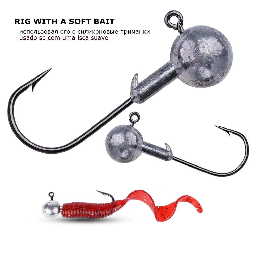 Hameçon plombé Jig Head 1g à 20g pour leurres souples - 20 à 50 pièces pour