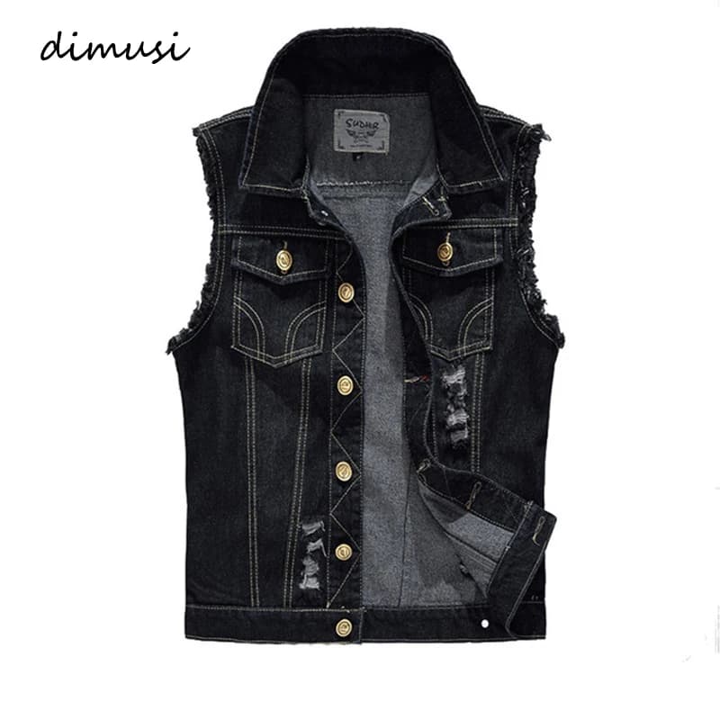 Gilet denim vintage pour pêcheur stylé - Veste sans manches jean délavé homme grande taille 6XL