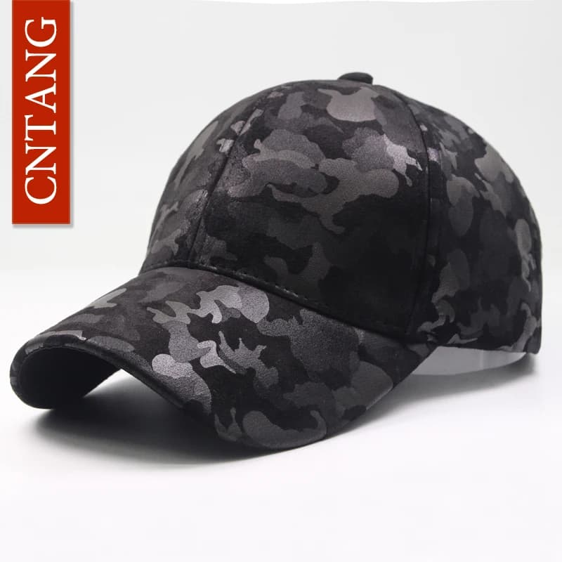 Casquette baseball camouflage cuir suédé pour pêche discrète printemps homme femme