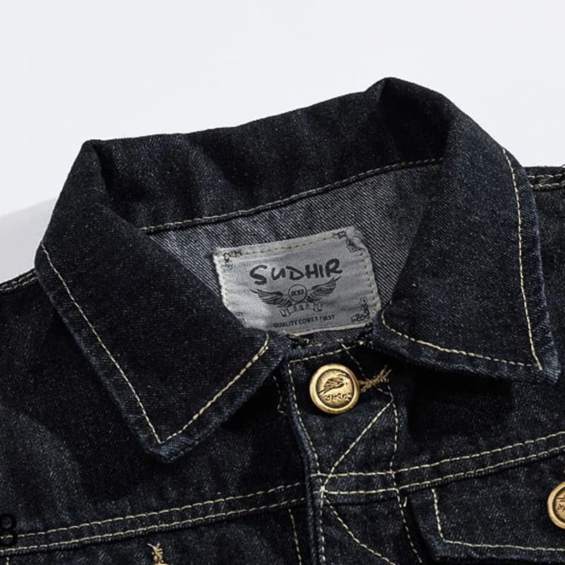 Gilet denim vintage pour pêcheur stylé - Veste sans manches jean délavé homme grande taille 6XL