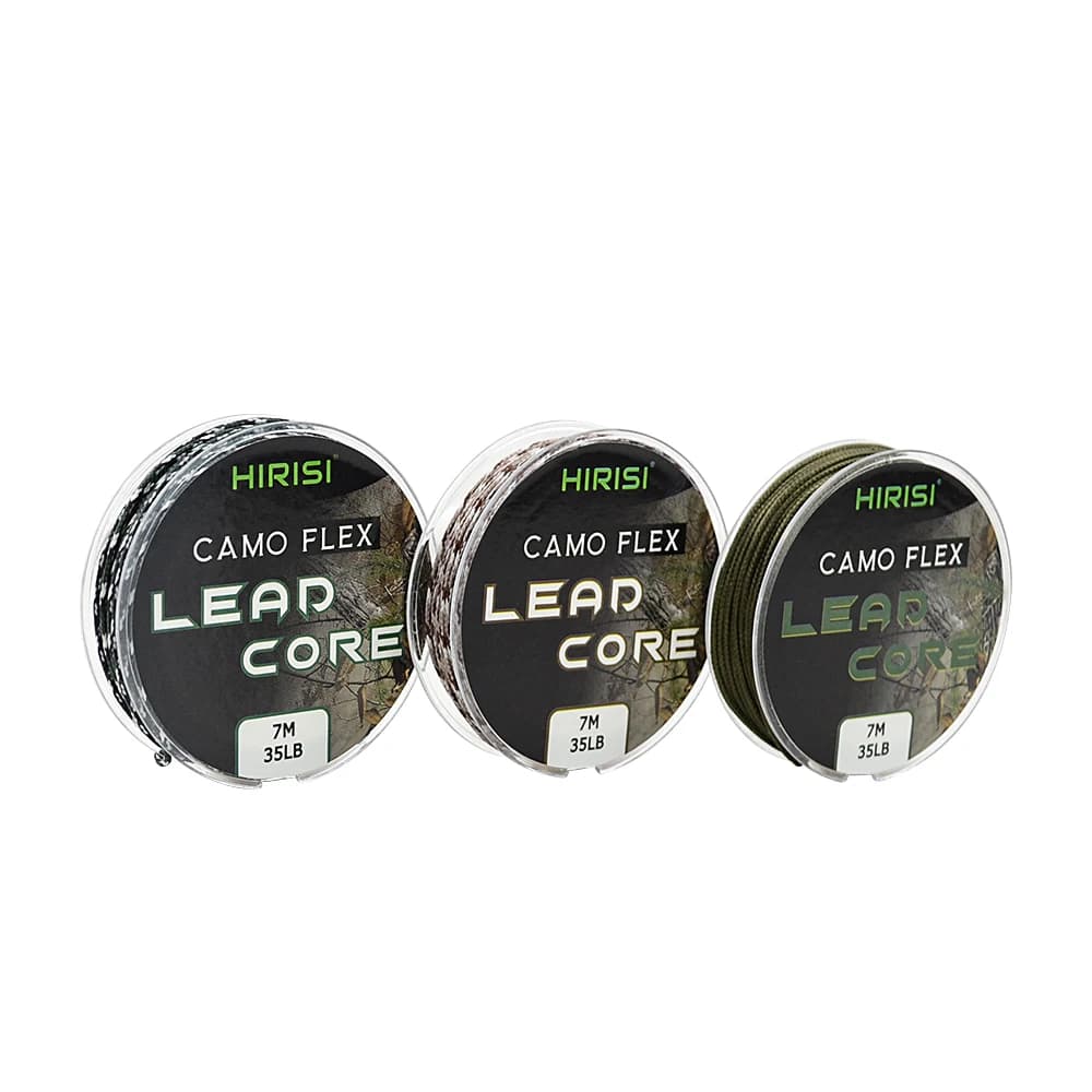 Ligne plombée carpe 35LB 7 mètres pour montage hair rig - tresse 3 couleurs résistante