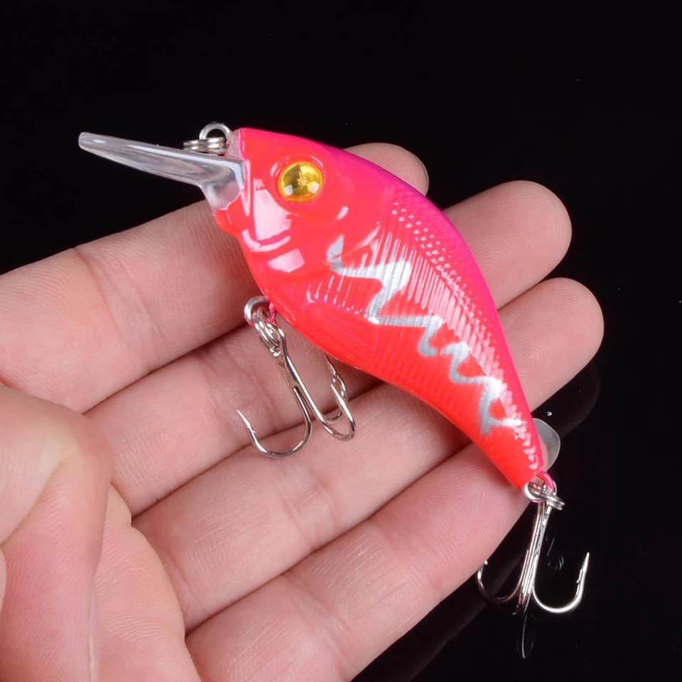 Leurre dur VIB 7.5cm 10.2g - Crankbait coulant avec hameçons triple et yeux 3D pour pêche aux leurres